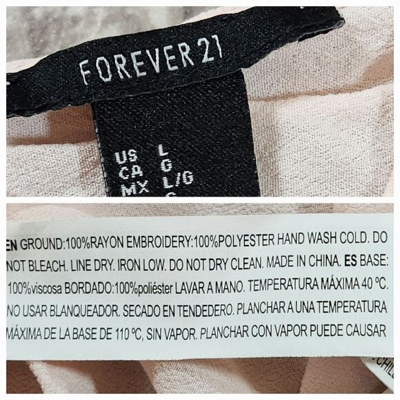 🇬🇪🍑Forever 21 Light Pink Floral Print Embroidered Lace Sleeveless Top Large - Picture 8 of 9